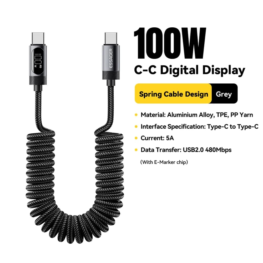สายรถยนต์ Spring USB-C to USB-C 100W