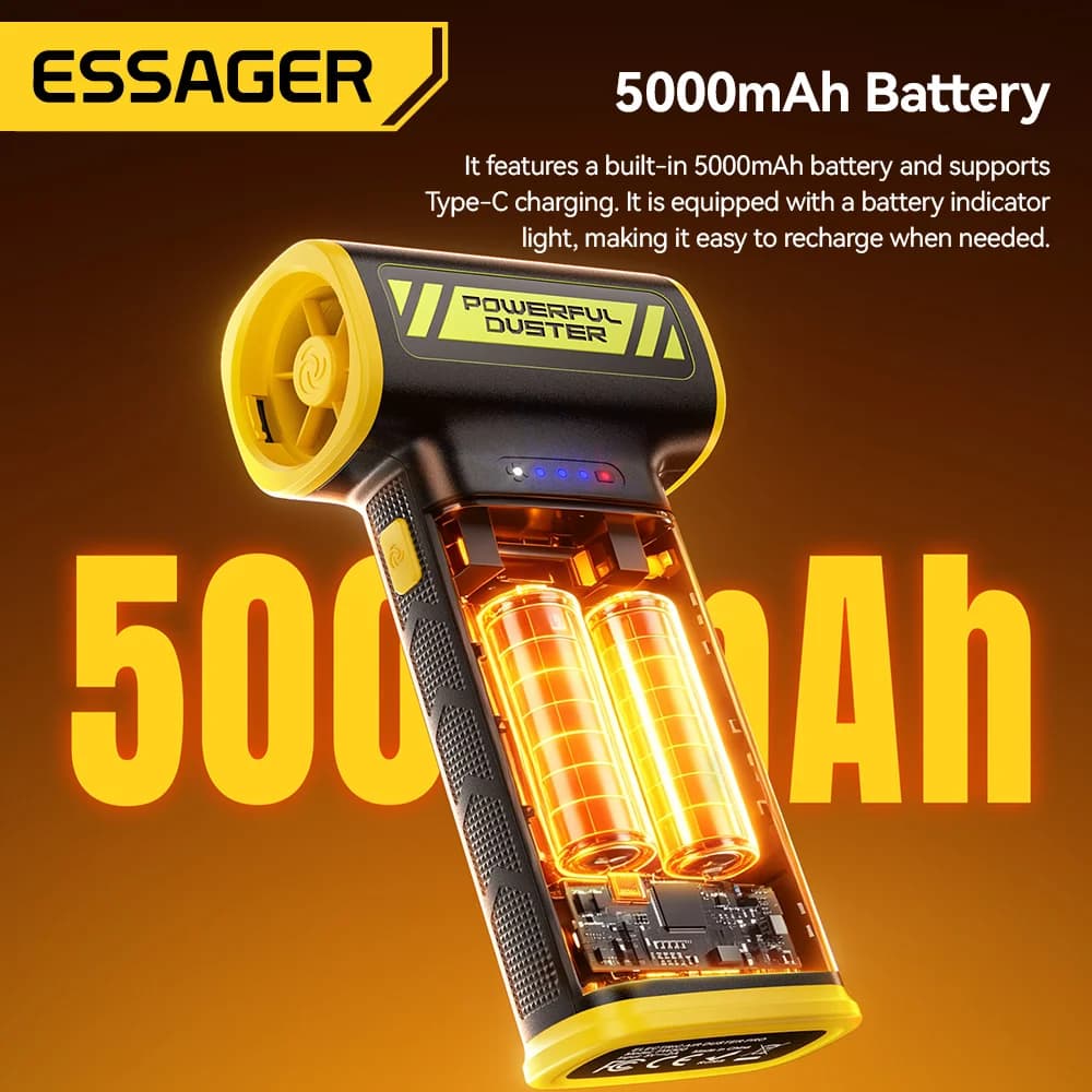 เครื่องเป่าลมฝุ่นแรงดันสูงแบบพกพา 130W พร้อมแบตเตอรี่