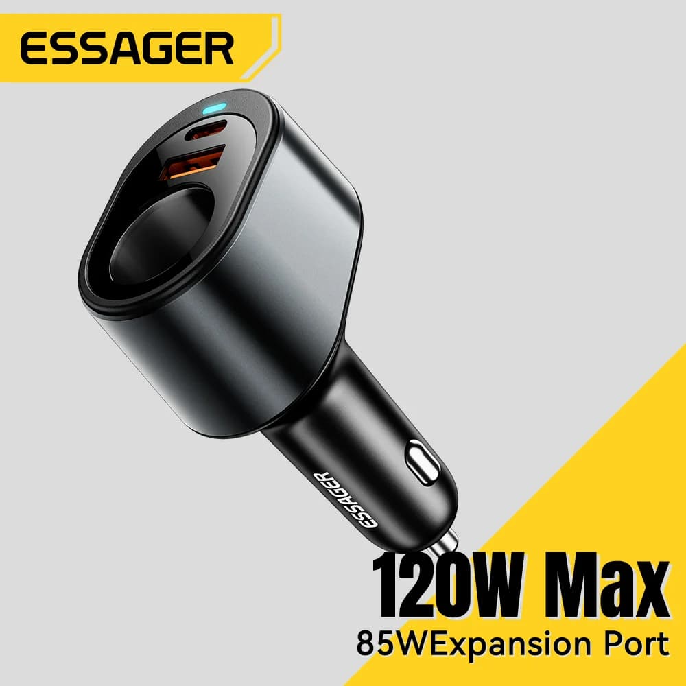 ที่ชาร์จรถยนต์ USB-C 120W พร้อมช่องจุดบุหรี่