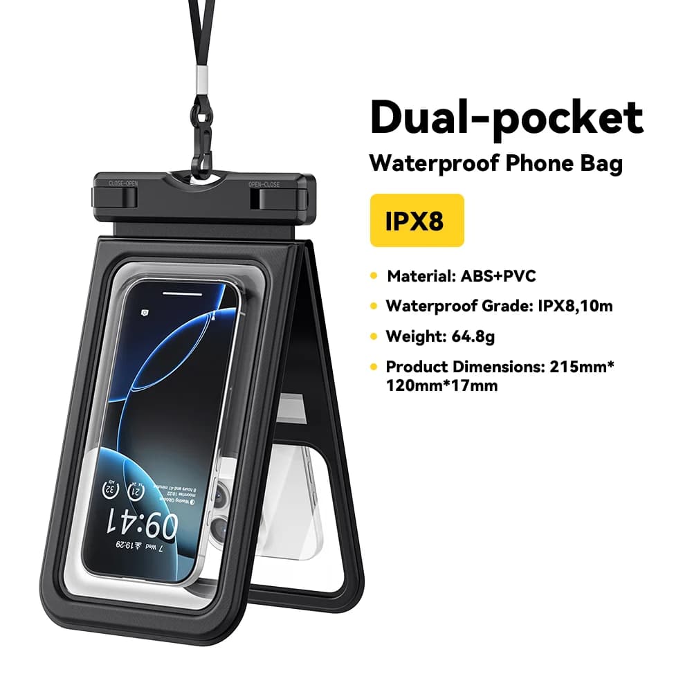 ซองกันน้ำโทรศัพท์ IPX8 แบบกระเป๋าหน้า-หลัง
