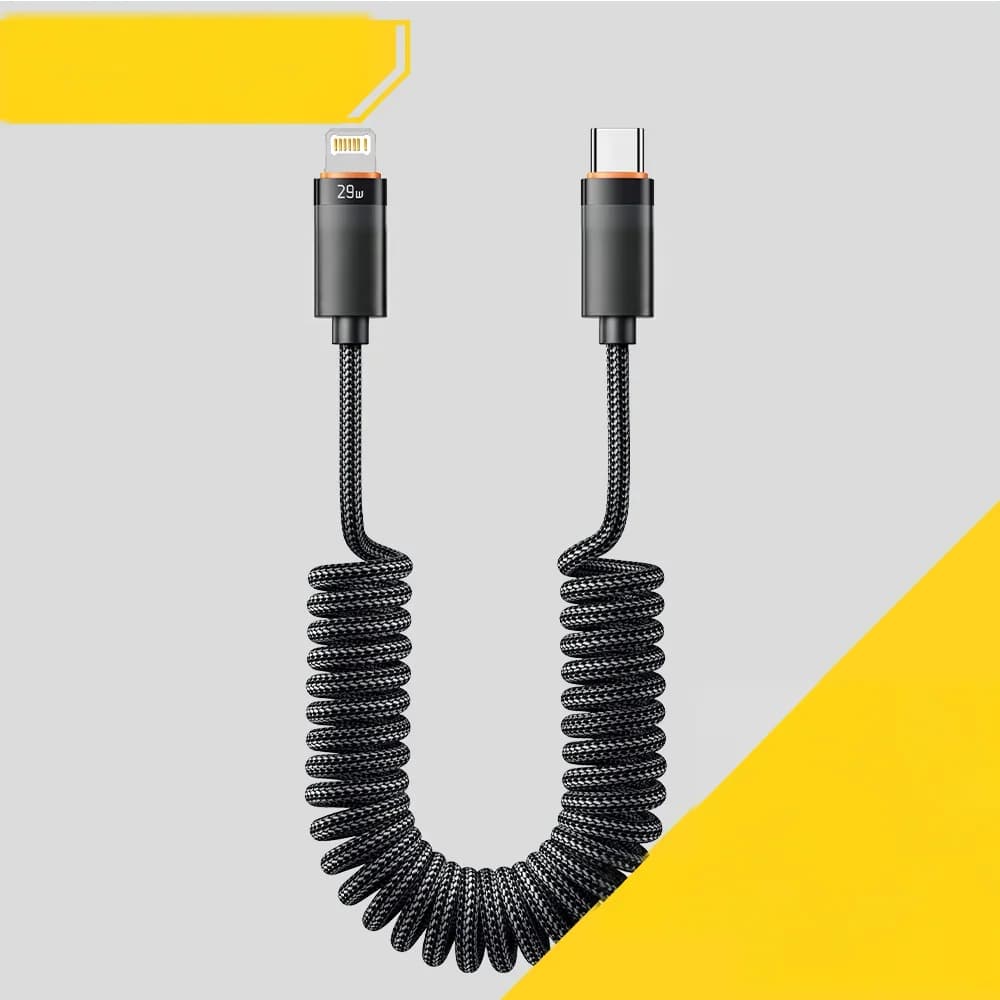 สาย USB-C to Lightning ชาร์จไว แบบสปริงม้วนเก็บ