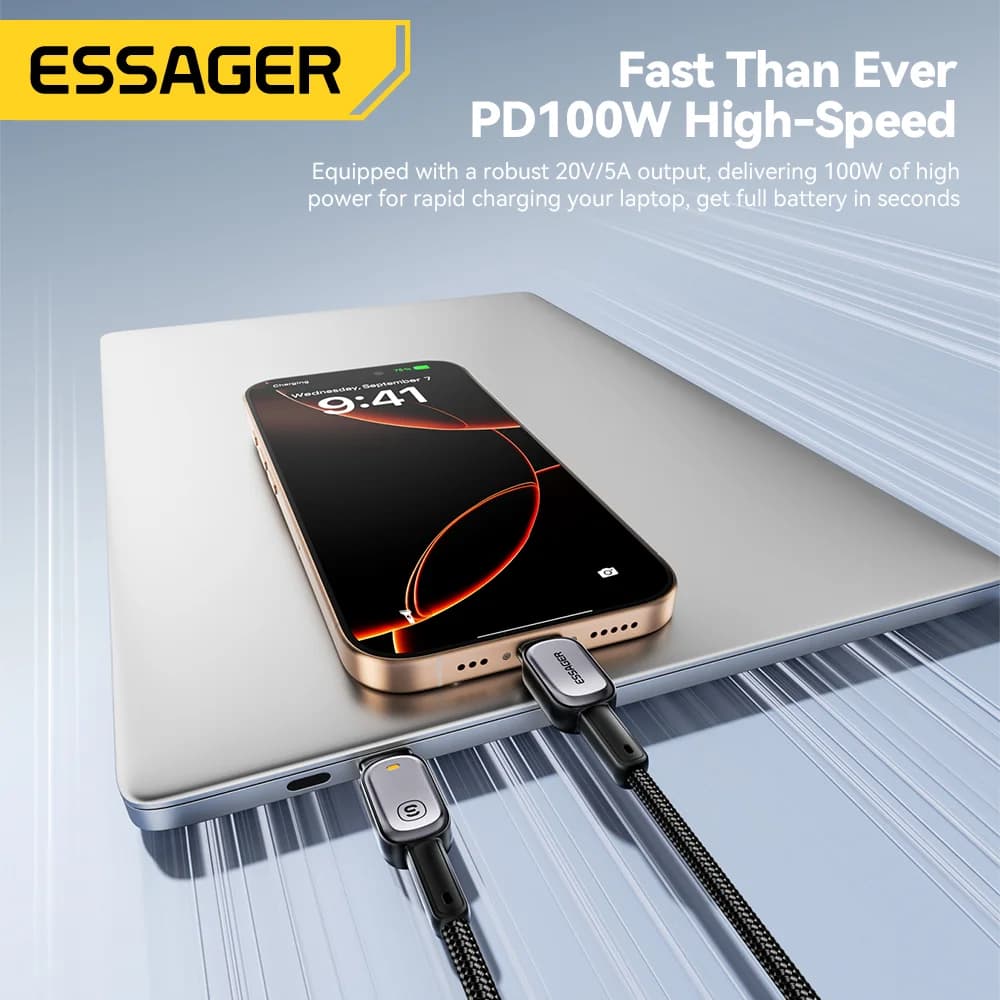 สาย USB-C to USB-C LED 100W ชาร์จเร็ว PD 5A