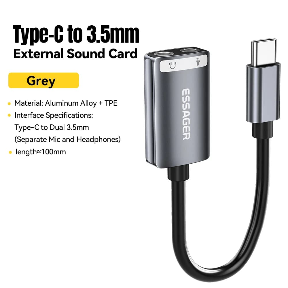 การ์ดเสียงภายนอก USB พร้อมอะแดปเตอร์เสียง 3.5mm
