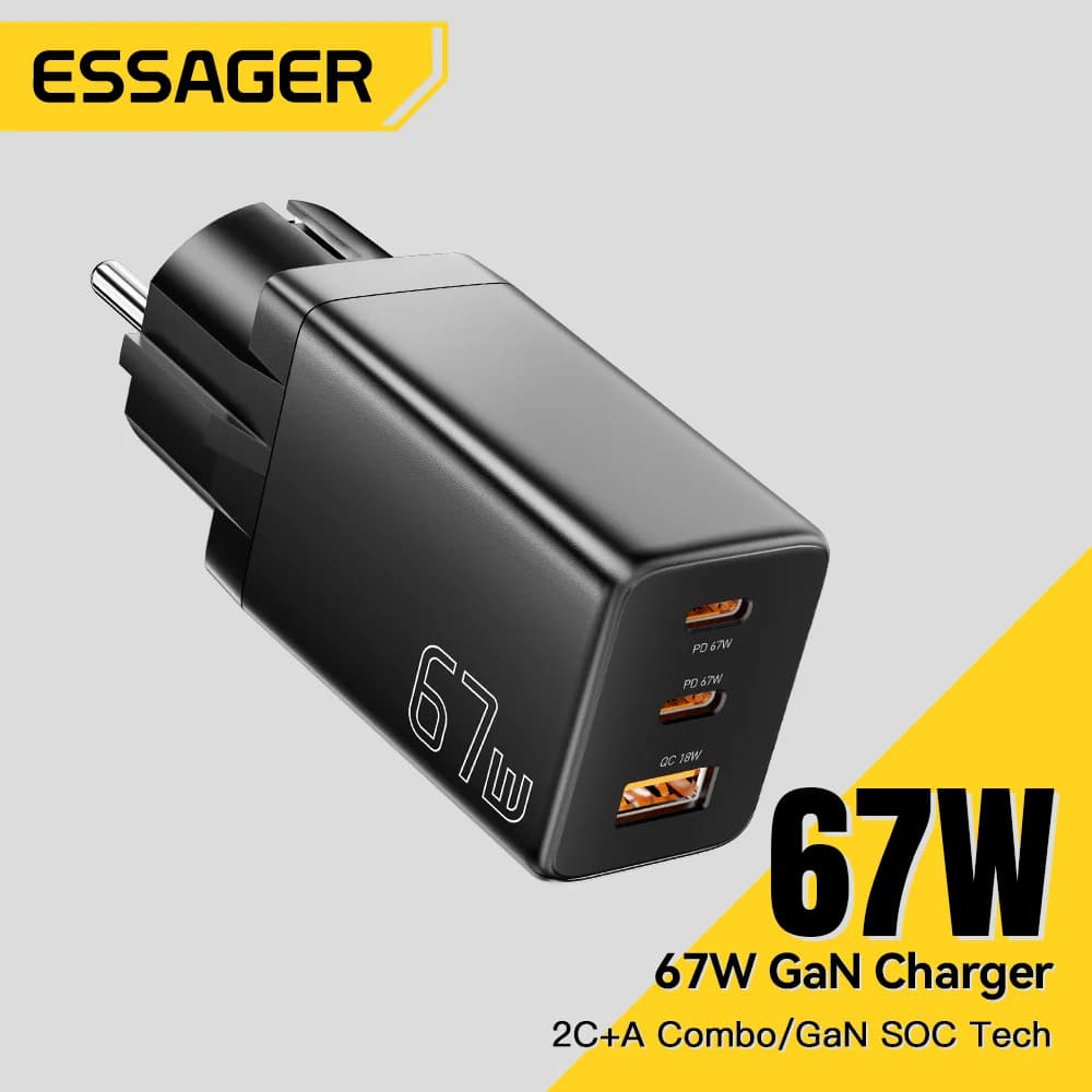 อะแดปเตอร์ GaN USB Type-C มีหัวปลั๊ก EU/KR