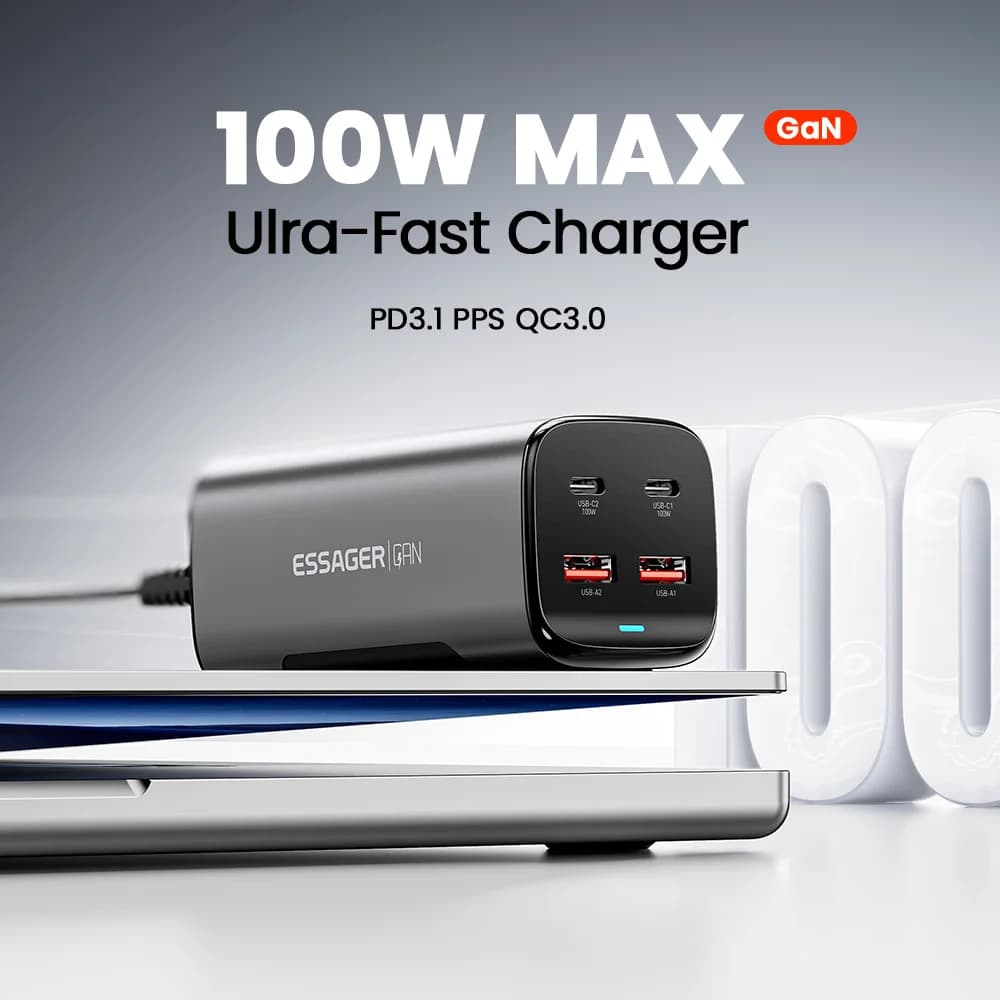หัวชาร์จ GaN USB-C แบบตั้งโต๊ะ 67W