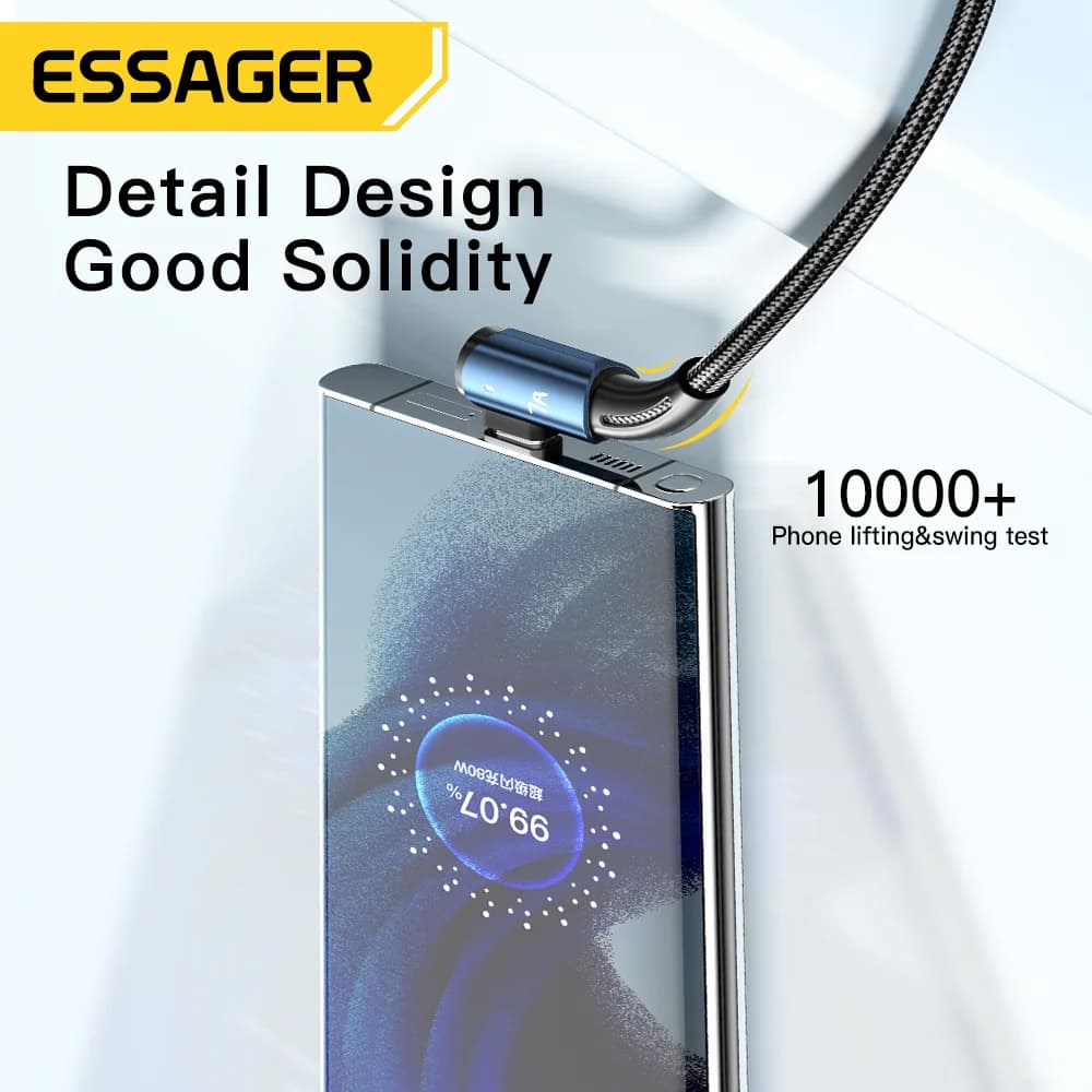 สาย USB Type-C 7A หัวงอ 90° ชาร์จไว 100W