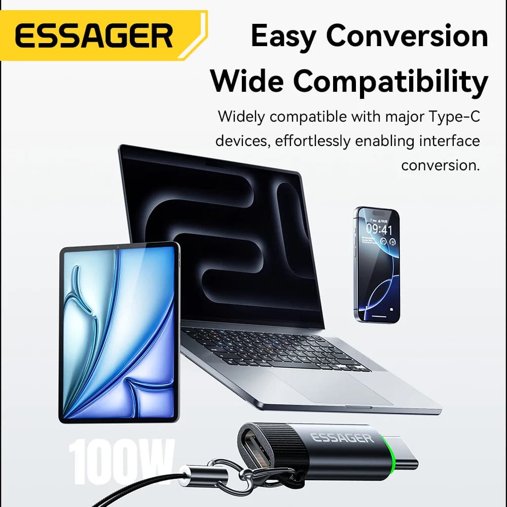 อะแดปเตอร์ USB-C OTG ตัดไฟอัตโนมัติ กำลังไฟ 100W
