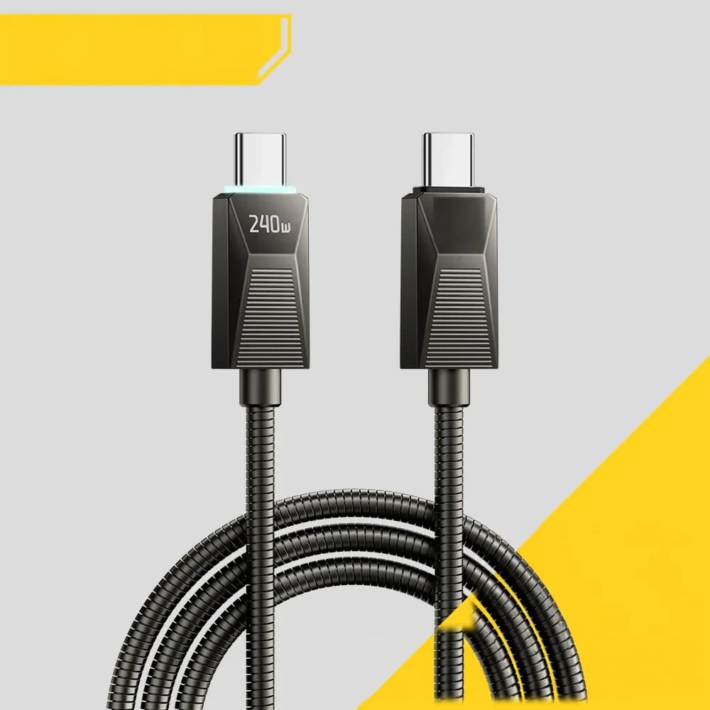 สายชาร์จ USB-C ชุบสเตนเลส 240W