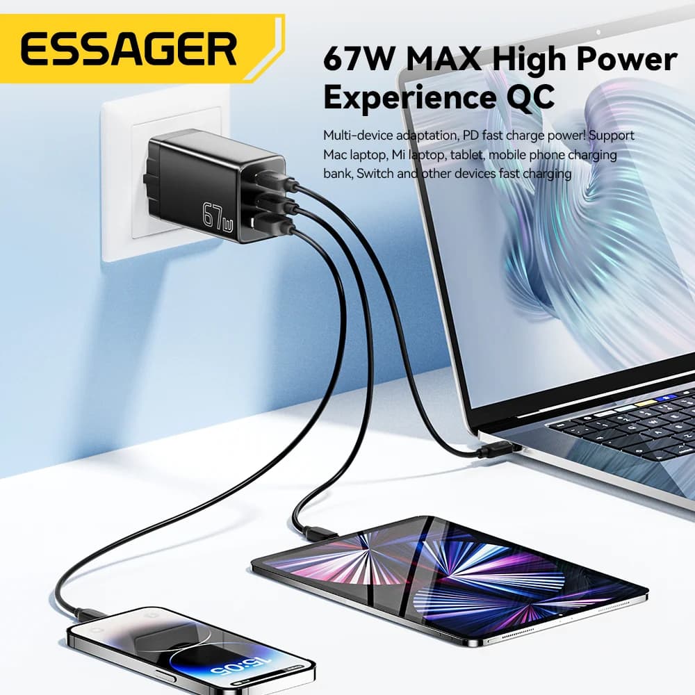 อะแดปเตอร์ GaN USB Type-C มีหัวปลั๊ก EU/KR